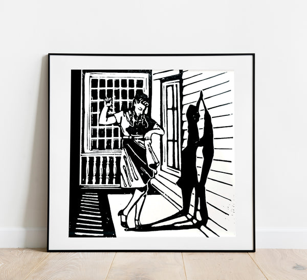 Dance Day Dreaming / Linoleum Cut Print