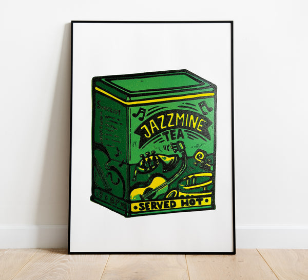 JAZZMINE Tea / Reduction 4 colours Linocut Print