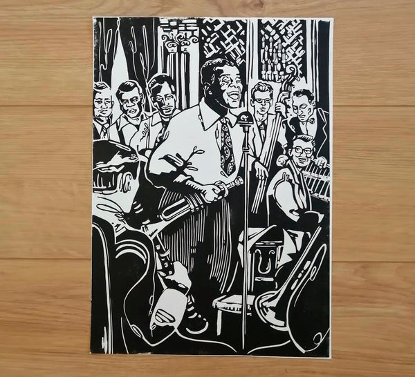 A Song Is Born / Louis Armstrong (1948) / Linocut Print / Handmade