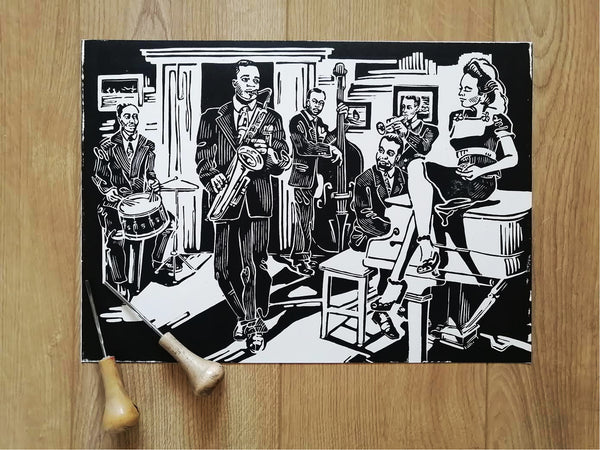 Caldonia / Louis Jordan (1945) / Linocut Print / Handmade