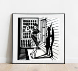 Dance Day Dreaming / Linoleum Cut Print