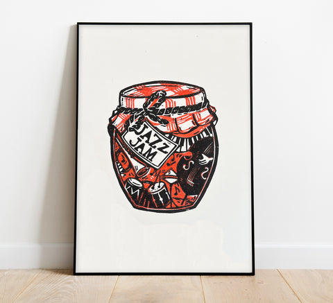 Jazz Jam / 2 colours Linocut Print