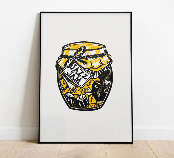 Jazz Jam / 2 colours Linocut Print