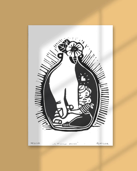 Un Vaso D'Amore - Piccolo Amore / Stampa Linocut Print / A5