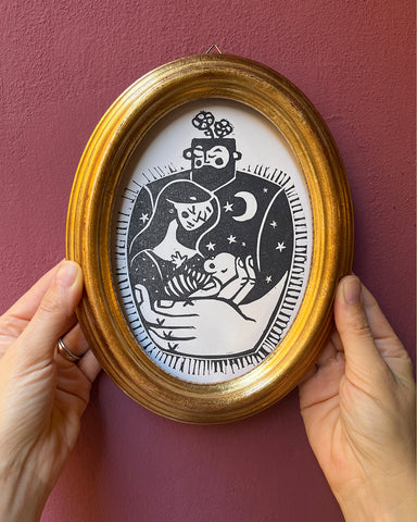 Un Vaso D'Amore II / Stampa Linocut Print / A5