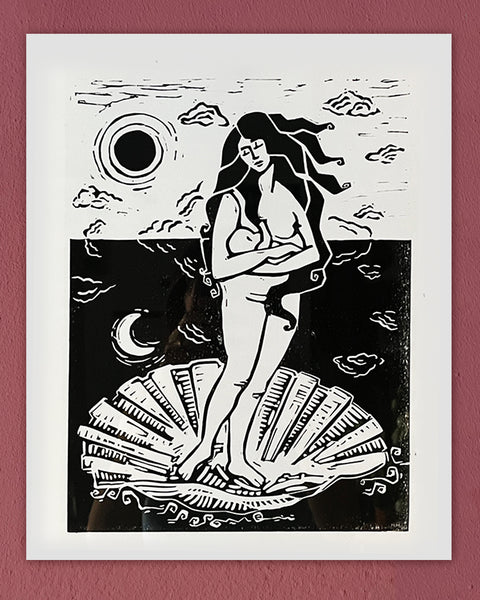 La nascita della Madre / Stampa Linocut Print / A3