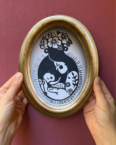 Un Vaso D'Amore / Stampa Linocut Print / A5