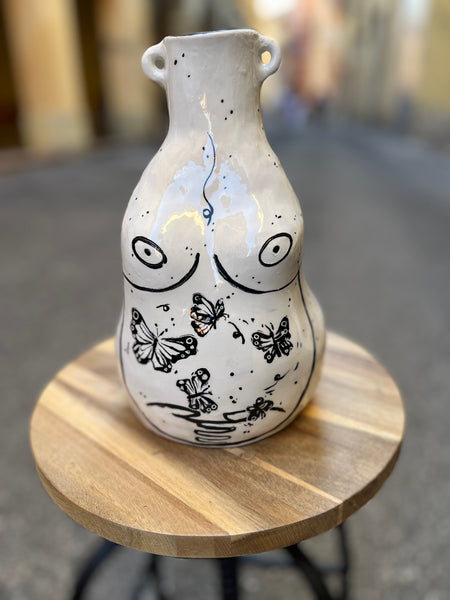 La Donna Farfalla  / Decorative Ceramic Vase / hand-made, hand-decorated