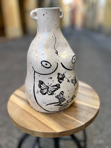 La Donna Farfalla  / Decorative Ceramic Vase / hand-made, hand-decorated