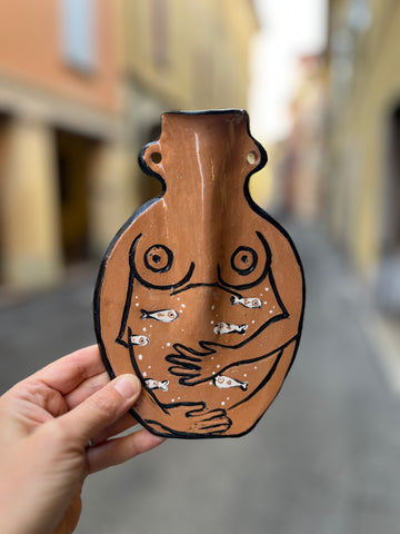 La Donna con i pesci / Ceramic Wall Vase / hand-made