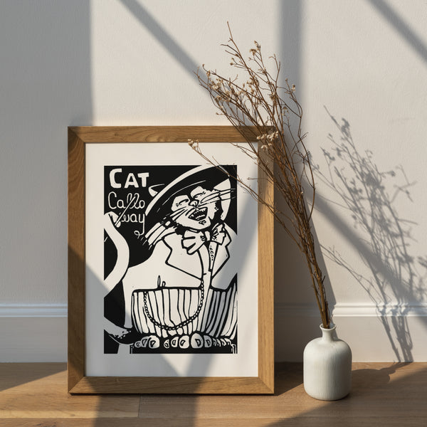 Cat Calloway / Swing Cats / Linocut Print / Made by hand