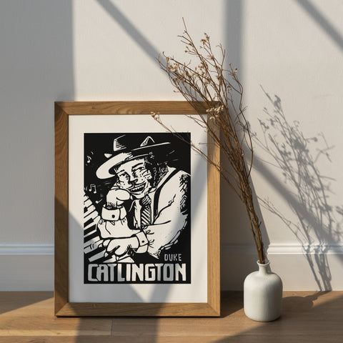 Duke Catlington / Swing Cats / Linocut Print / Made by hand