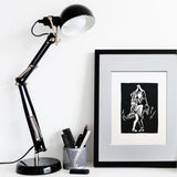 Mini print of the Collegiate Shag / Original black and white Linoleum print