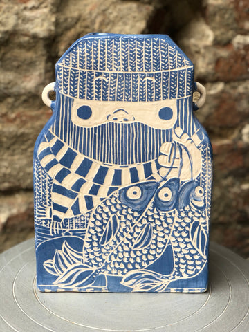 Il Pescatore / Decorative Ceramic Vase / hand-made, hand-decorated