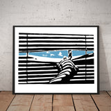 Blue Skies / Linoleum Cut Print
