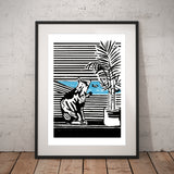 CAT in Quarantine / Linoleum Cut Print
